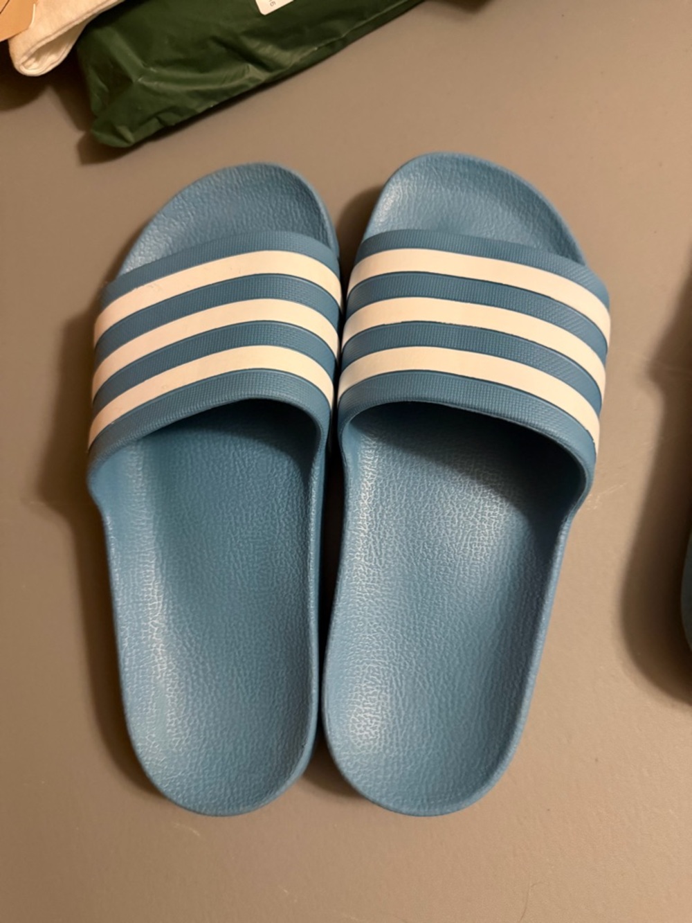 adidas Light Blue and White Adilette Slide Sandals